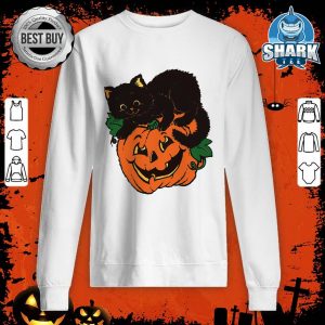Cute Black Cat Pumpkin Fall Halloween Costume Party Gift Sweatshirt