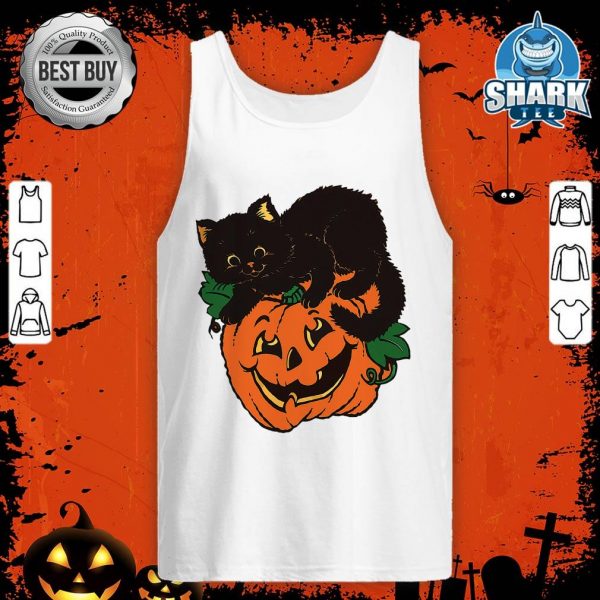 Cute Black Cat Pumpkin Fall Halloween Costume Party Gift Tank top