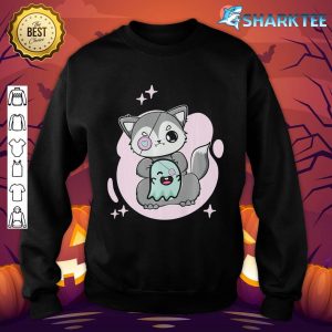 Cute Wolf With Ghost For Halloween Premium T-Shirt