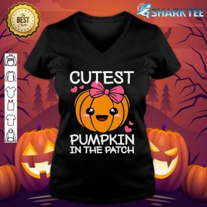 Cutest Pumpkin In The Patch Funny Halloween Thanksgiving V-neck
