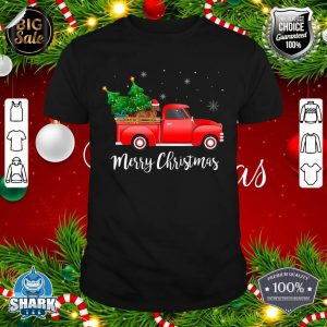 Dachshund Dog Riding Red Truck Christmas T-Shirt