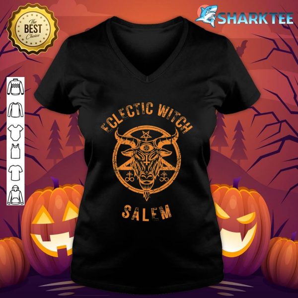 Eclectic Witch Salem Autumn Baphomet Goat Halloween V-neck