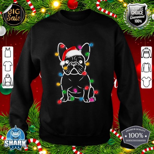 Funny French Bulldog Dog Tree Christmas Lights Xmas Pajama Sweatshirt