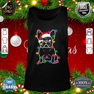 Funny French Bulldog Dog Tree Christmas Lights Xmas Pajama Tank top