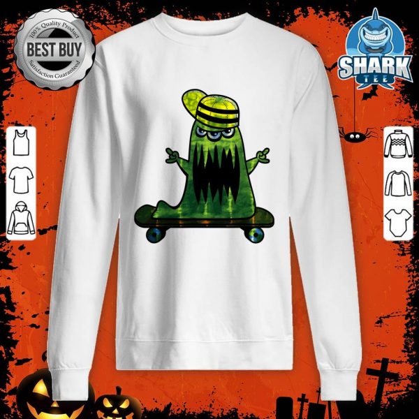 Green Scary Monster Skateboarder - Halloween Sweatshirt