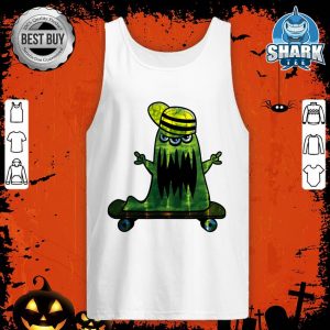Green Scary Monster Skateboarder - Halloween Tank top