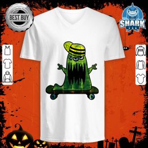 Green Scary Monster Skateboarder - Halloween V-neck