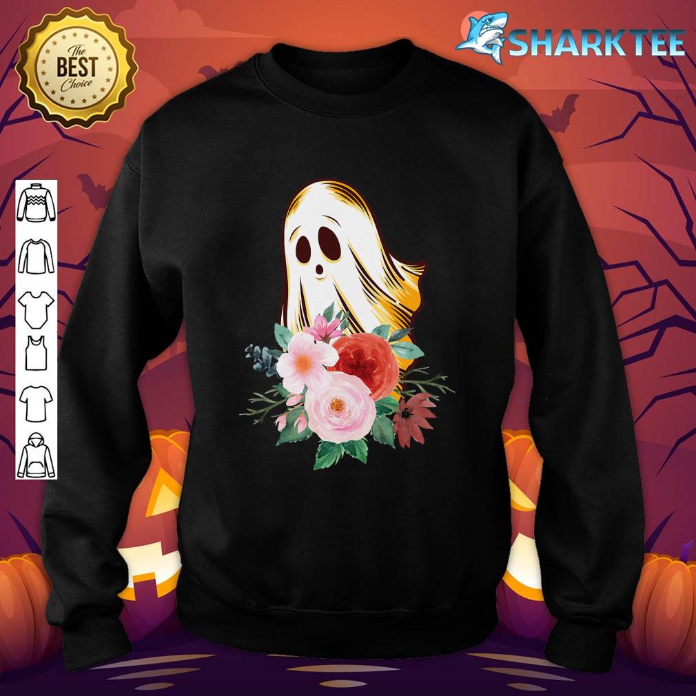 Halloween Costume Vintage Floral Ghost Pumpkin Funny Graphic Sweatshirt