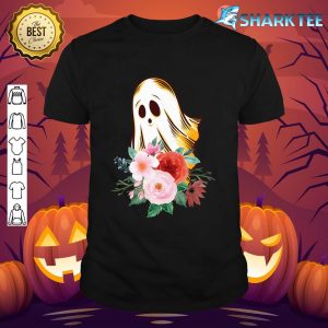 Halloween Costume Vintage Floral Ghost Pumpkin Funny Graphic T-Shirt
