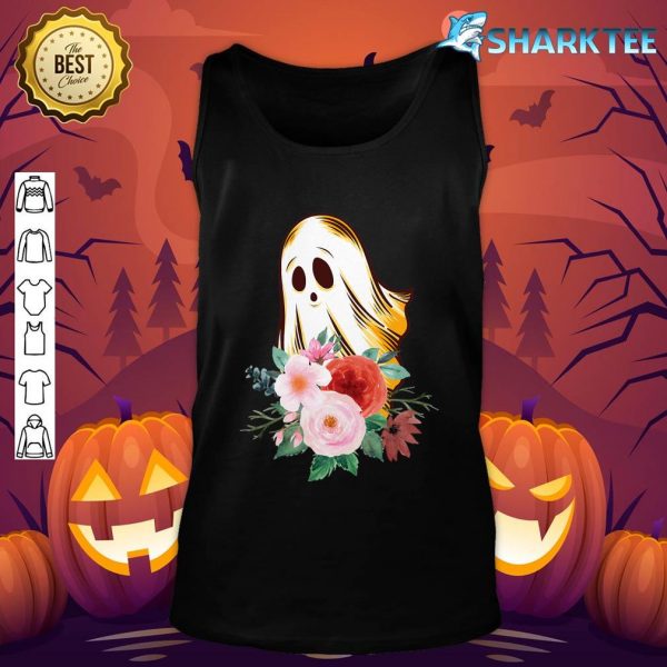 Halloween Costume Vintage Floral Ghost Pumpkin Funny Graphic Tank top