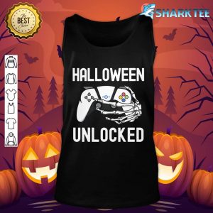 Halloween Unlocked Gamer Skeleton Hand Controller Boys Kids Tank top