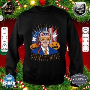 Happy Christmas Halloween Jokes Pumpkin Boo Funny Joe Biden Sweatshirt