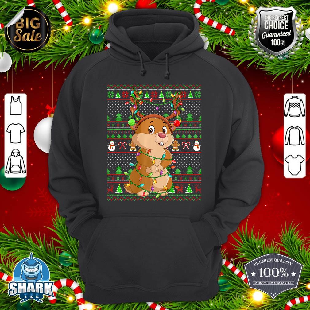 Ugly Xmas Sweater Style Lighting Gopher Christmas Premium hoodie