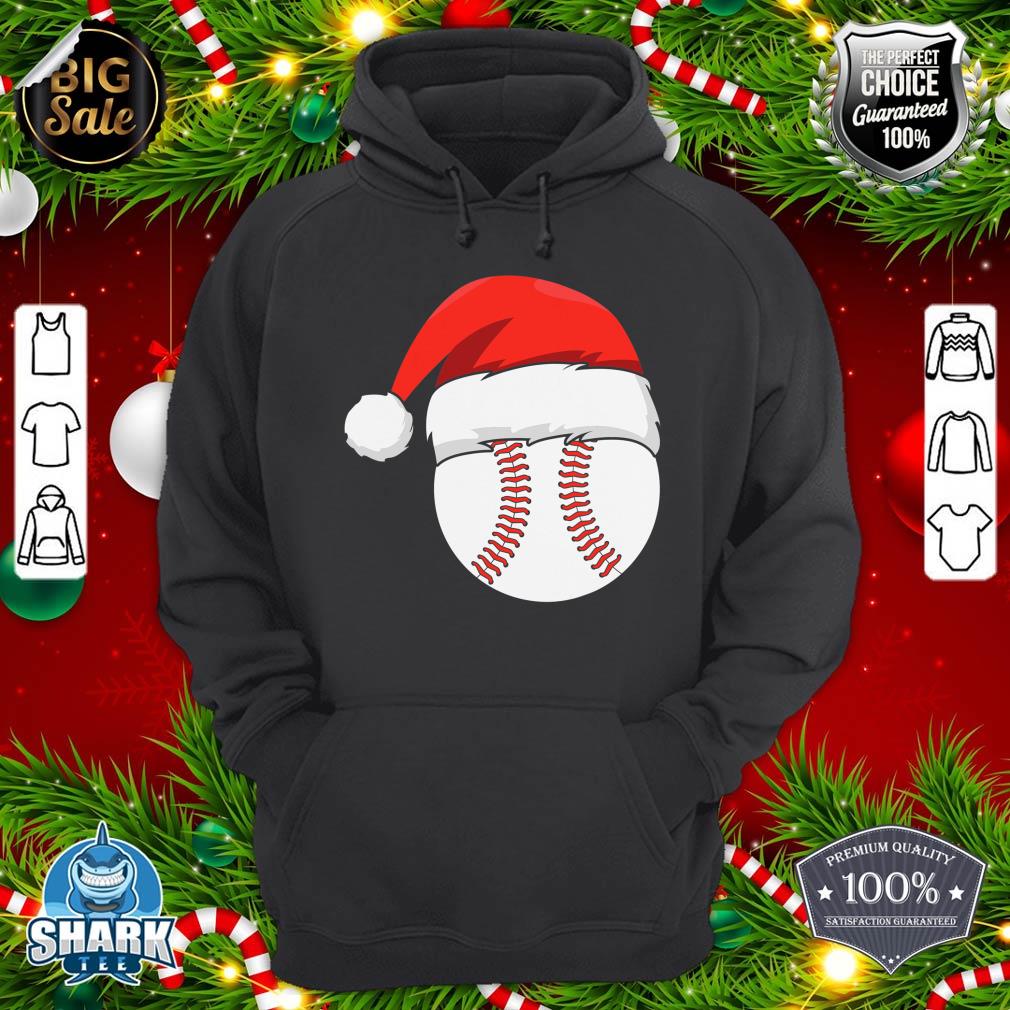 Baseball Ball Santa Hat Xmas Boys Christmas Catcher Pitcher hoodie