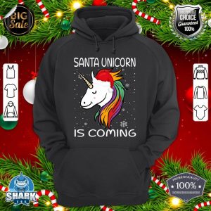 Santa Unicorn Is Coming Santa Hat Christmas Pajama For Girls hoodie