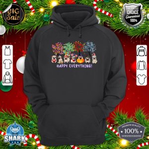 Happy Everything pug dog Seasons All Year Tree lover pug hoodie