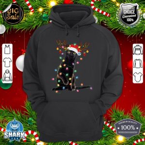 Reindeer Black Cat Christmas Lights Funny Cat Lover Gifts hoodie