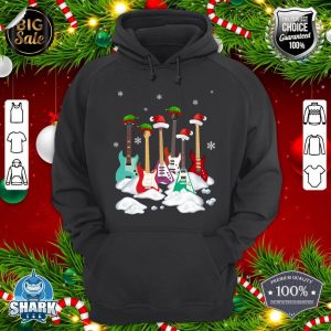 Guitar Santa Hat Christmas Tree Funny Music Loves Xmas hoodie