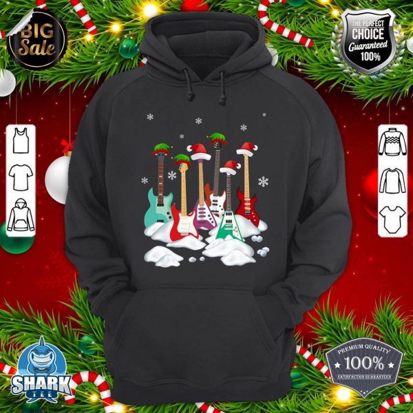 Guitar Santa Hat Christmas Tree Funny Music Loves Xmas hoodie