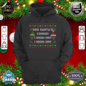 Santa's Coming! I Know Him! Ugly Christmas Sweater Funny Elf hoodie