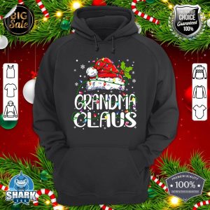 Womens Grandma Claus Shirt Christmas Lights Pajama Family Matching hoodie