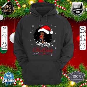 Merry Christmas Buffalo Plaid Queen Santa Afro American Xmas hoodie