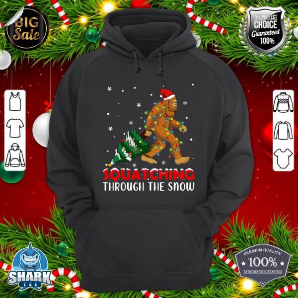 Funny Sasquatch Christmas Squatching Bigfoot Xmas Tree Light hoodie