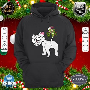 Funny Christmas Cat Kiss My Butt Mistletoe Premium hoodie