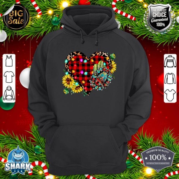 Merry Christmas Leopard Buffalo Plaid Heart Xmas Sunflower hoodie
