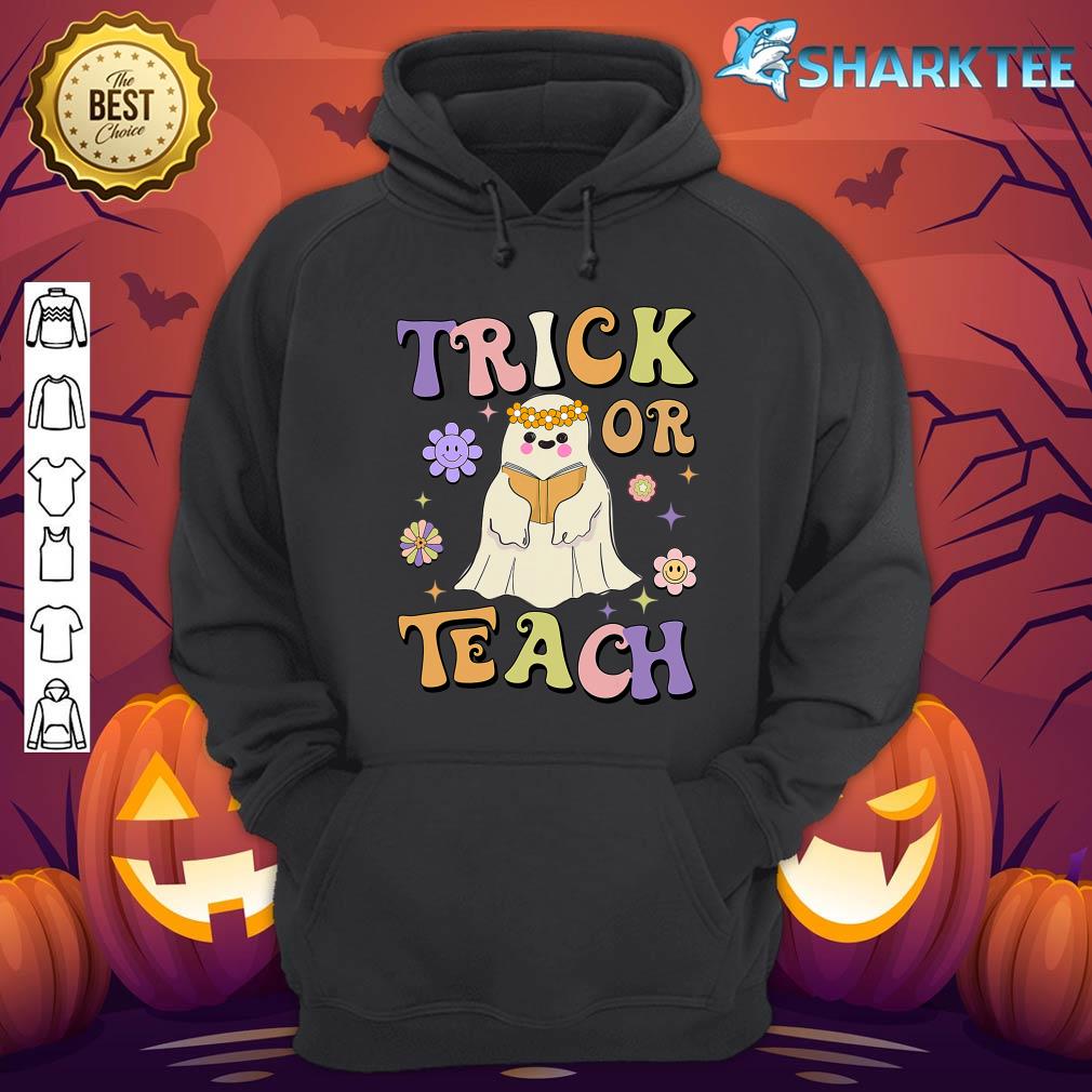 Groovy Trick Or Teach Hippie Ghost Funny Teacher Halloween hoodie