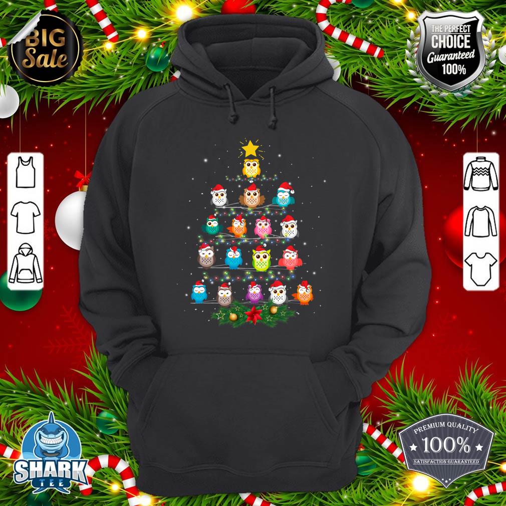 Owl Christmas Tree Lights Xmas Pajama Gifts For Owl Lovers hoodie