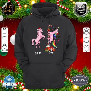 Unicorn You vs Me Funny Santa Hat Rainbow Christmas Pajama hoodie
