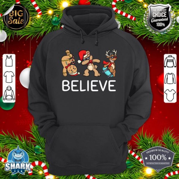 Dabbing Santa Xmas for Kids Boys Girls Believe Christmas hoodie