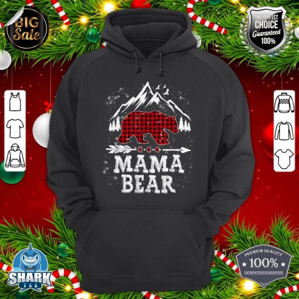 Mama Bear Christmas Pajama Red Plaid Buffalo Family Group hoodie
