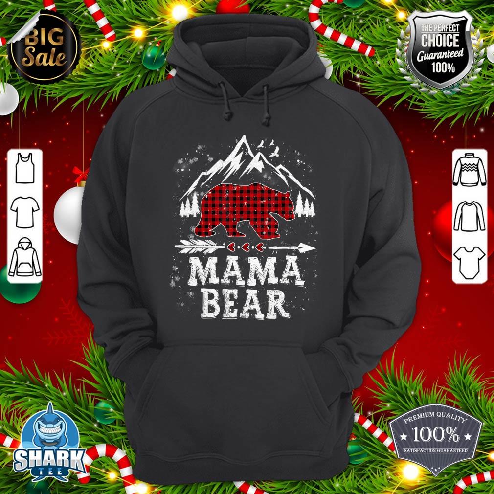 Mama Bear Christmas Pajama Red Plaid Buffalo Family Group hoodie