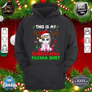 This Is My Christmas Pajama Shirt Unicorn Santa Hat Lights hoodie