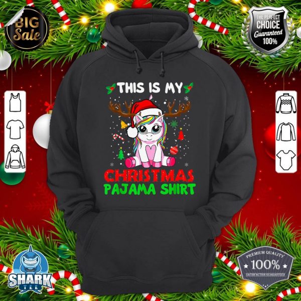 This Is My Christmas Pajama Shirt Unicorn Santa Hat Lights hoodie