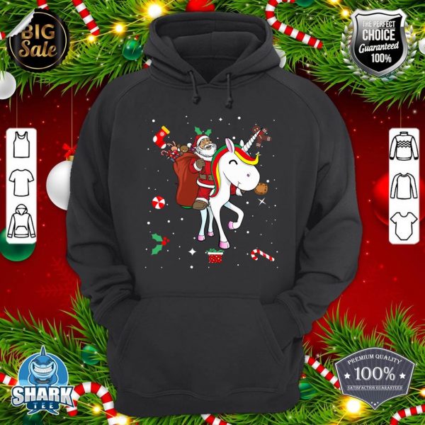 Christmas Santa Claus Riding Unicorn Pajama Family Matching hoodie