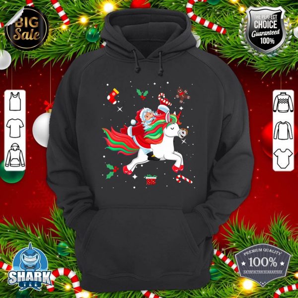Nice Christmas Santa Claus Riding Unicorn Pajama Family Matching hoodie