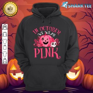 In October We Wear Pink Breast Cancer Pumpkin Halloween T-Shirt