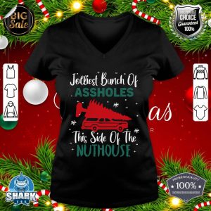 Jolliest Bunch Of Assholes This Side Nuthouse Ugly Christmas V-neck