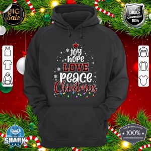 Joy Hope Love Peace Christmas Buffalo Plaid Christmas Pajama Hoodie
