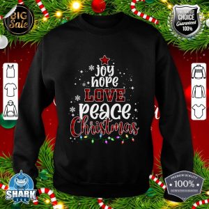 Joy Hope Love Peace Christmas Buffalo Plaid Christmas Pajama Sweatshirt