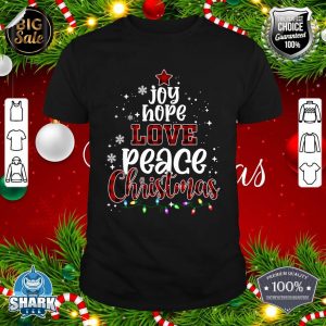 Joy Hope Love Peace Christmas Buffalo Plaid Christmas Pajama T-Shirt