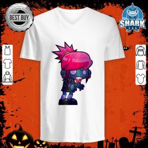 Lost Zombie Girl With Pink Hair - Halloween V-neck