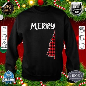 Merry Christmas Tree Buffalo Plaid Xmas Couples Matching Pj Sweatshirt