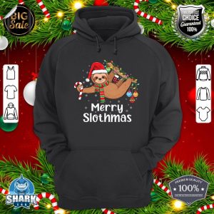 Merry Slothmas Christmas Sloth Pajamas Santa Hat Xmas Sloth Hoodie