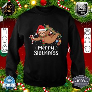 Merry Slothmas Christmas Sloth Pajamas Santa Hat Xmas Sloth Sweatshirt