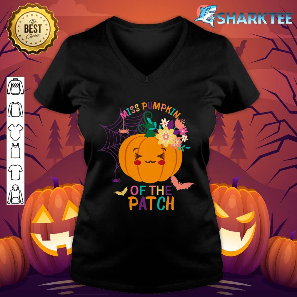 Miss Pumpkin Of The Patch Funny Halloween Thanksgiving V-neck