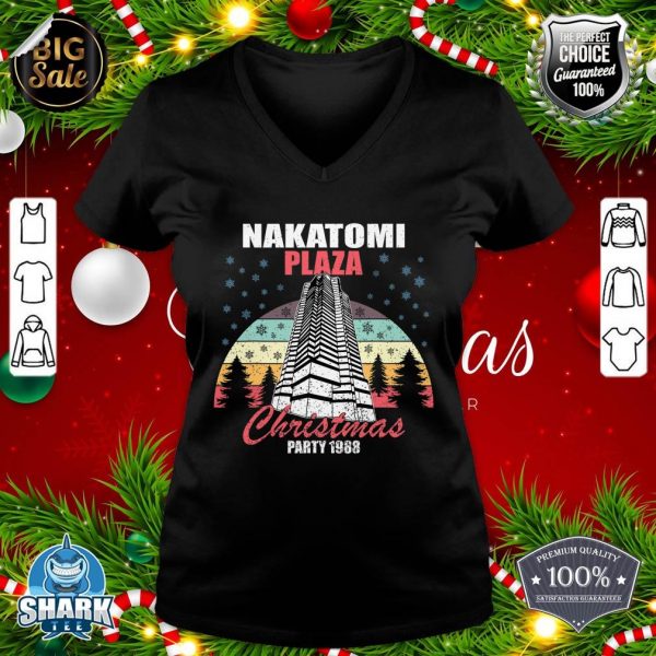 Nakatomi Plaza Christmas Party 1988 Funny Xmas Vintage Cool V-neck